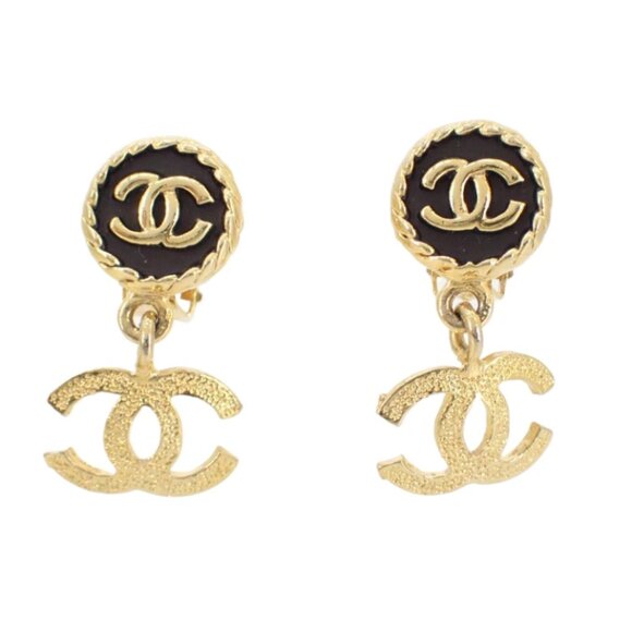 Chanel Icon Series CC Earrings Black Gold 2689 - Picture 1 of 4